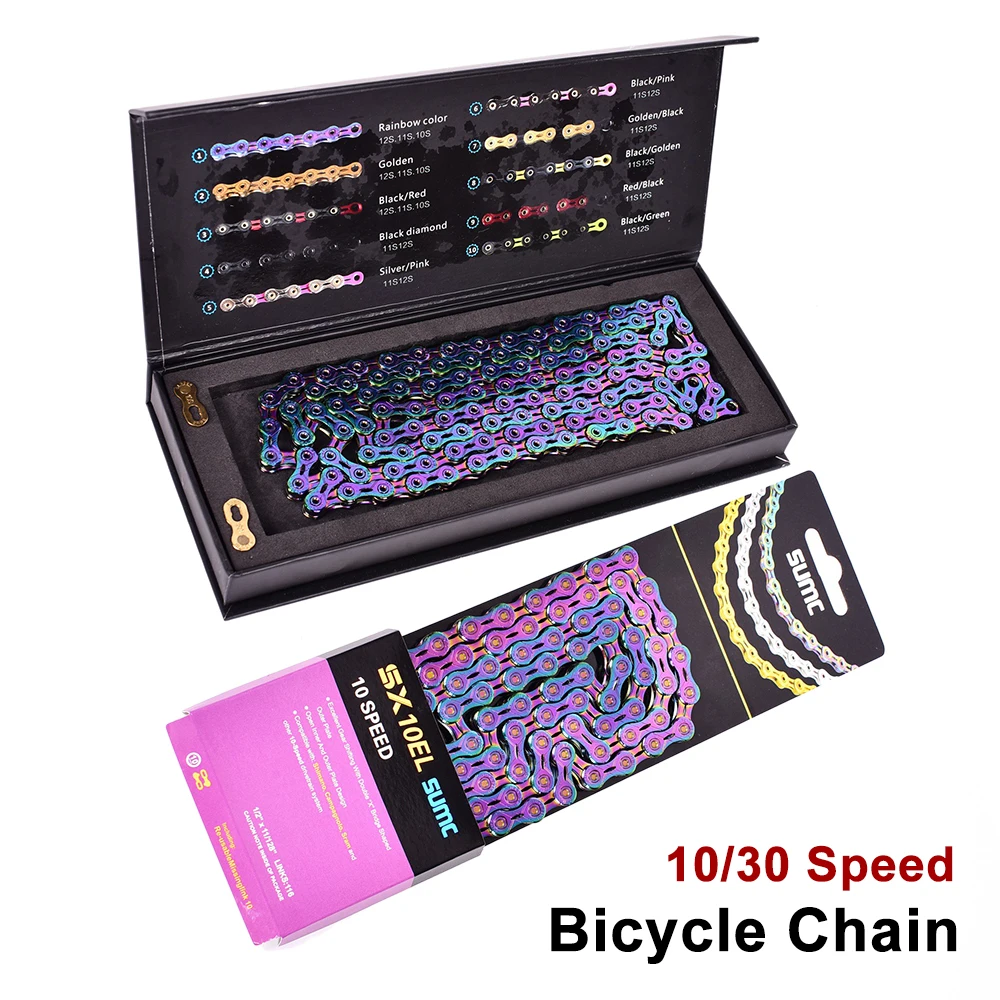 SUMC 10 Speed Bicycle Chain MTB Cycling Derailleur Parts Stainless Steel Hollowed Road Mountain Bike Gear Chains 116L 10/20/30S