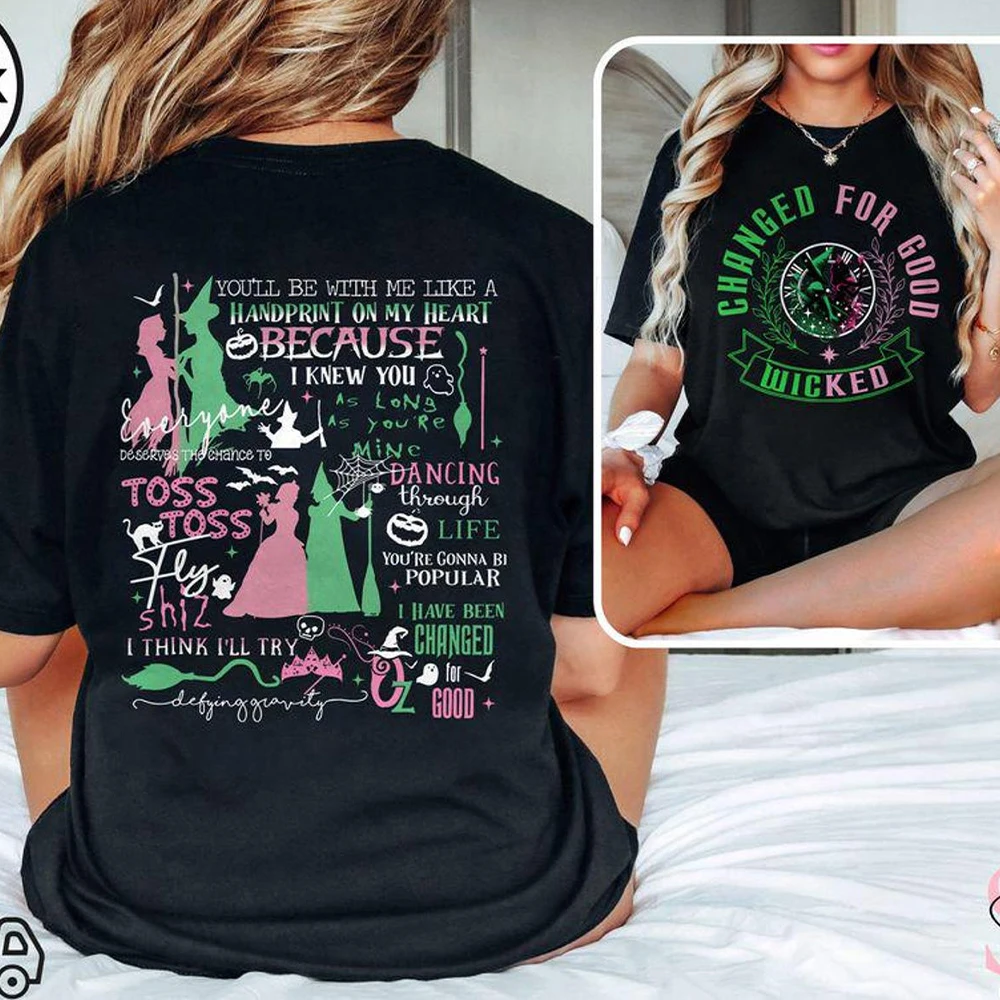 شريرة معًا نحن قمصان مريحة غير محدودة تتحدى الجاذبية المكنسة عصا سحرية تي شيرت معالج الفيلم مروحة تي شيرت Y2K ملابس الشارع الشهير #1