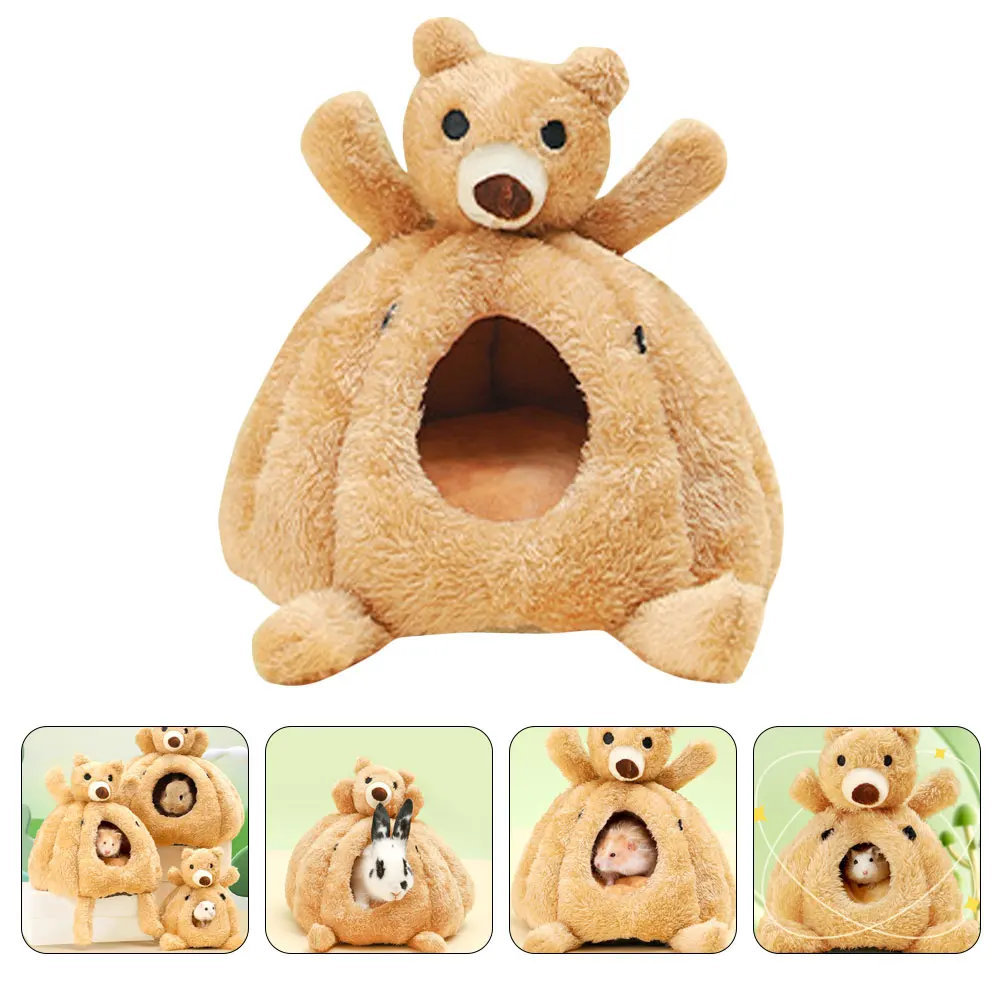 

House Bear Head Cotton Nest Hamster's Hideaway Bed for Small Animal Sleeping Pad