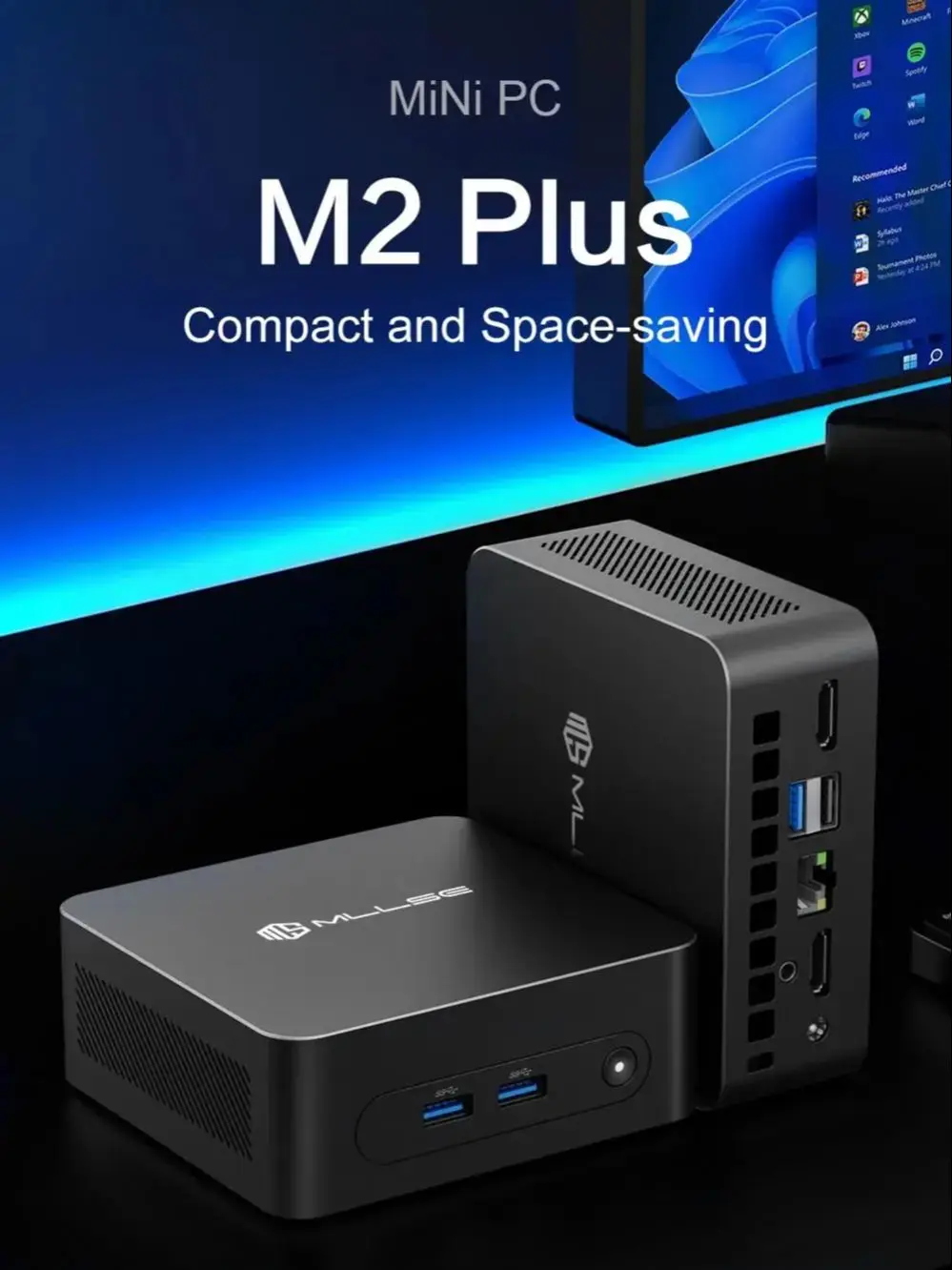 MLLSE M2 Plus Mini PC Intel Celeron 5205U processor, DDR4 8 GB RAM, 256 GB SSD, Wi-Fi 5 BT4.2 Win11 Mini desktopcomputer - afbeelding 2