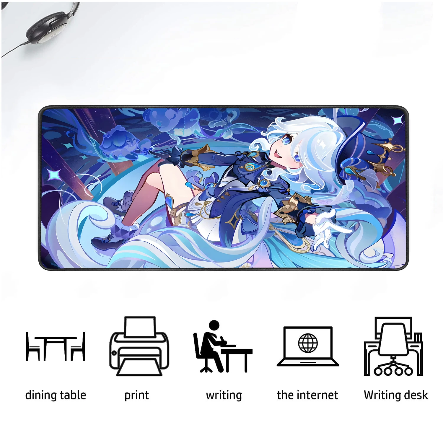 Alas Mouse Anime Genshin Impact Alas Mouse Meja Gaming Besar XXL 40X90Cm Alas Mouse Keyboard Komputer Besar Dasar Karet Antiselip