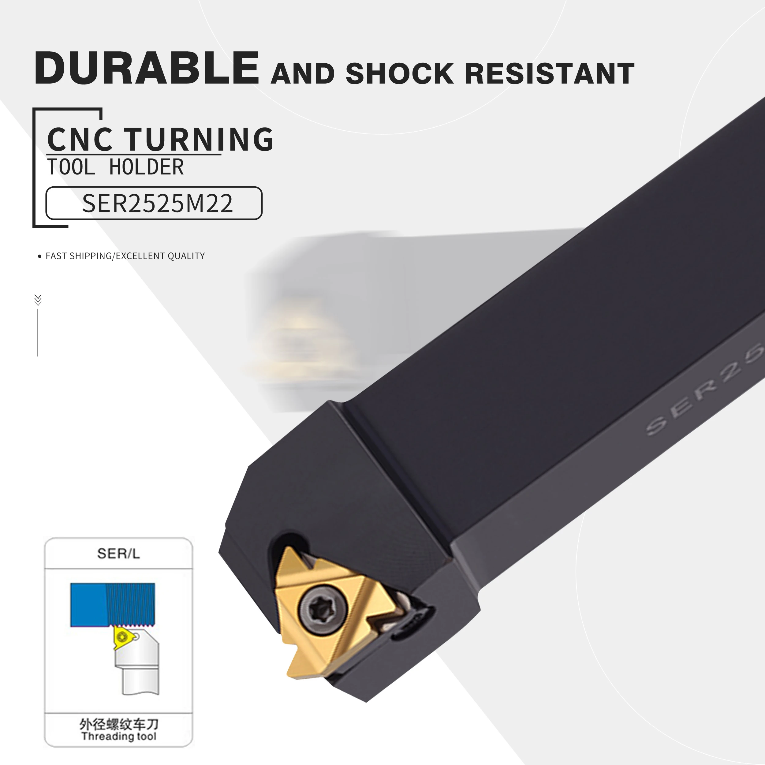 1pc SER1010H11 SER1212H11 SER1212H16 SER1616H16 SER2525M16 SER2020K22 CNC Lathe Cutting Tool External thread Turning tool Arbor