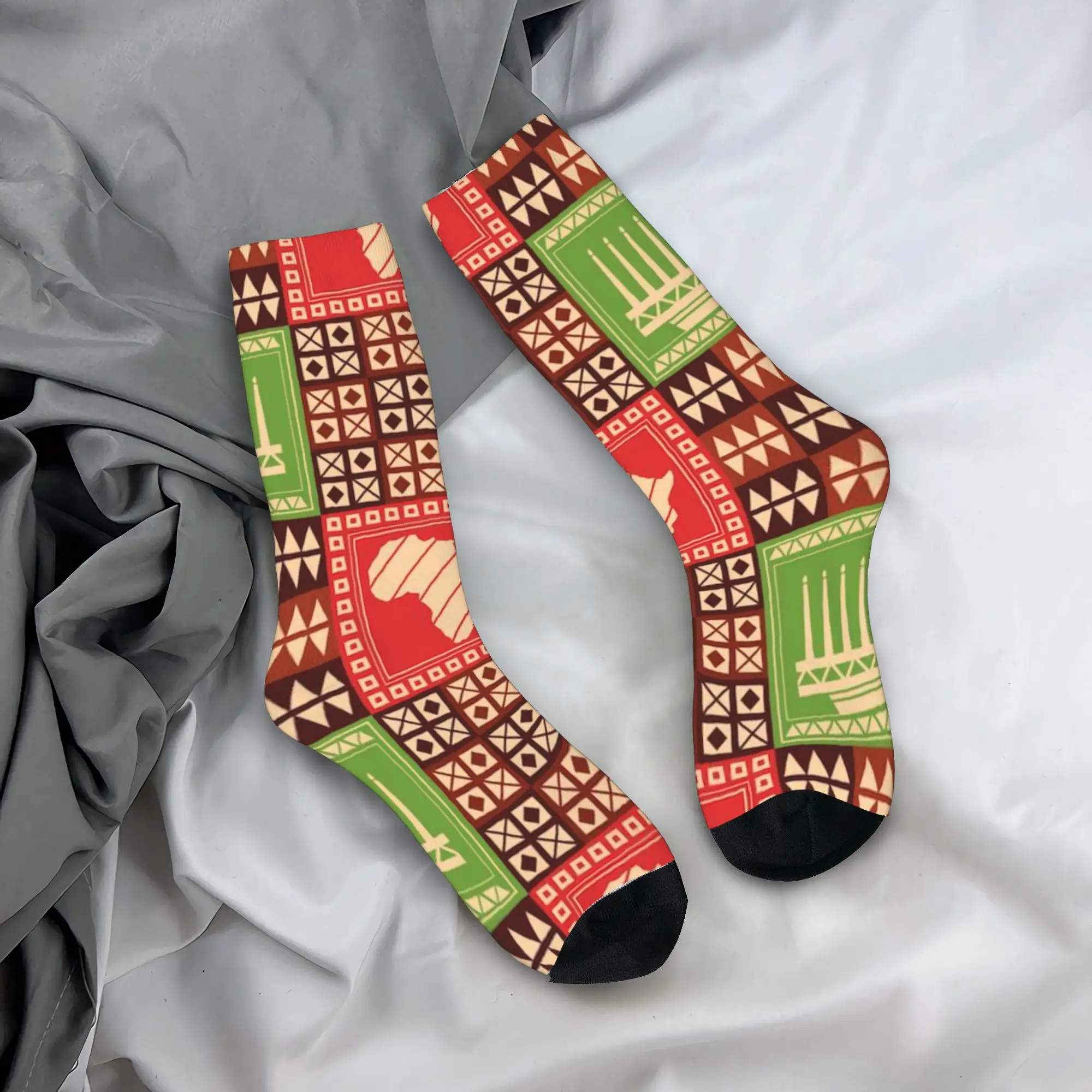 Muted Hand Drawn Square Patchwork Socks  Anti Skid Stockings Unisex Men High Quality Running Socks Autumn Casual Graphic Socks