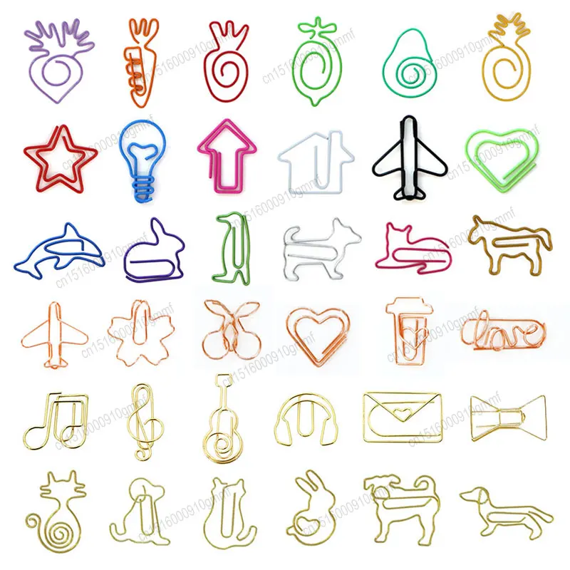 

30Pcs Set Mini Paper Clips Different Shape Metal Bookmark Paperclips Cute Stationery Orgainzer Accessories For Photo Ticket Note