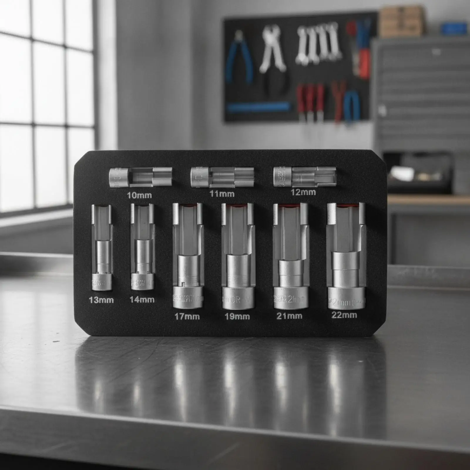 Fuel Tube Socket Wrench Set 9PC Long Reach Steel Hex Sockets with Square Drive for Ratchet Use in Tight Spaces