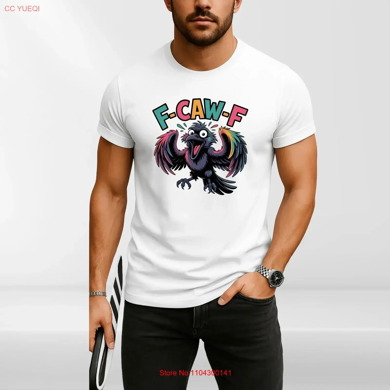 F CAW Raven T Shirt Funny Gothic Crow Sarcastic Bird Pun long or short sleeves vintage Washed streetwear Comfortable