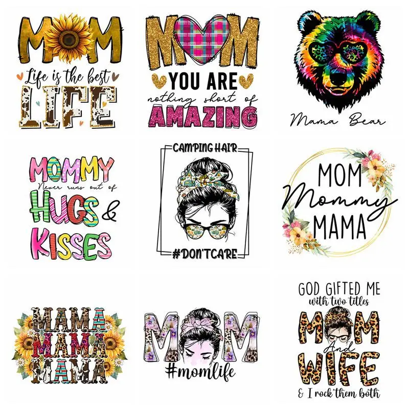 25CM Mother's Day Letter MOM heat transfer vinyl iron stickers DIY stickers T-shirt clothing decoration