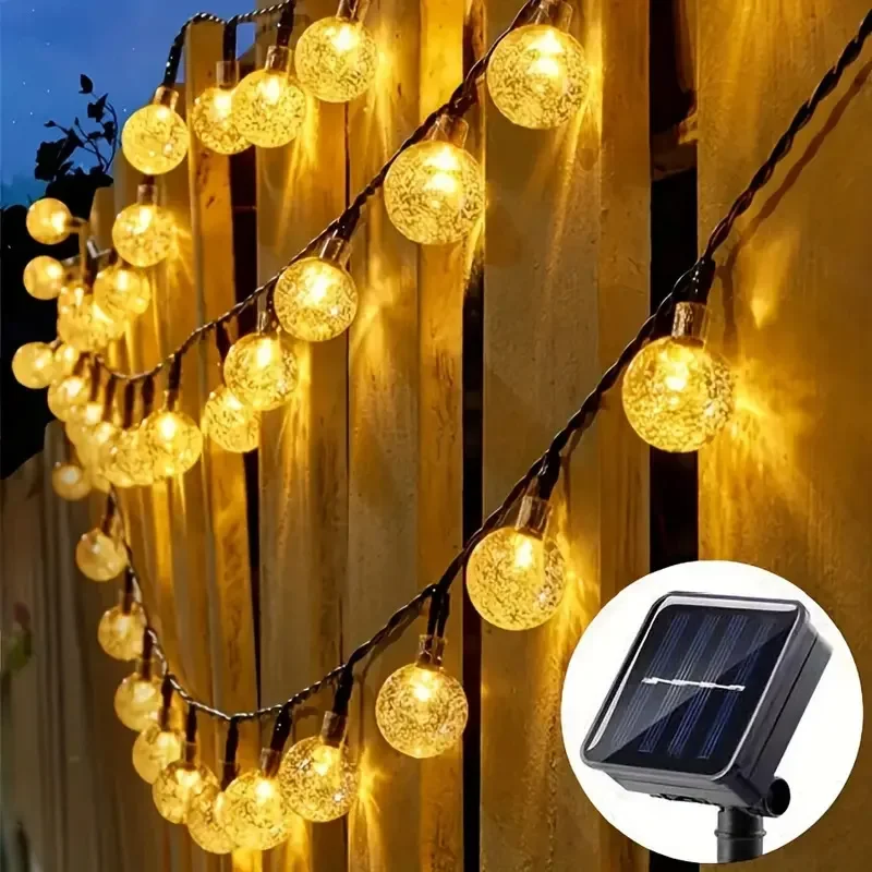 20/50/100 LED Solar Lights String Fairy Crystal Ball Lamp Waterproof Solar Patio Light 8 Mode Christmas Decor For Outdoor Garden