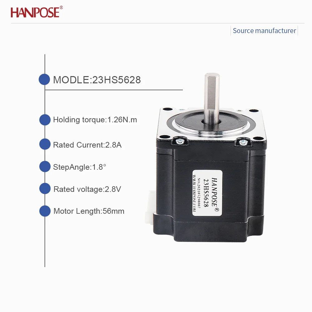 Precision Stepper Motor Torque 1.26N·m Current 2.8A NEMA23 Model 23HS5628 High-Speed Stable Operation
