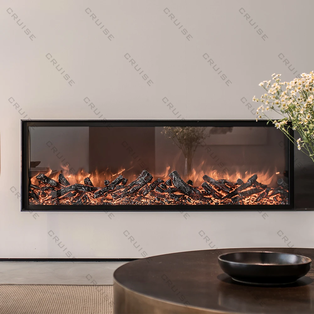 Charcoal/Crystal Intelligent Infrared Remote Control Flame Contemporary Interior Decoration LED 1300mm Electric Fireplace