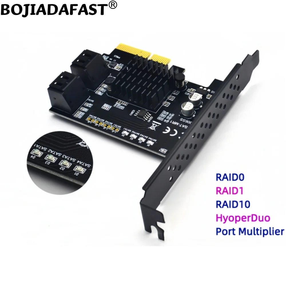 4 * SATA 3.0 7PIN Connector to PCI-E 3.0 4X PCIe X4 Adapter Expansion Card 6Gbps 88SE9230 for Raid Hard Disk Drive