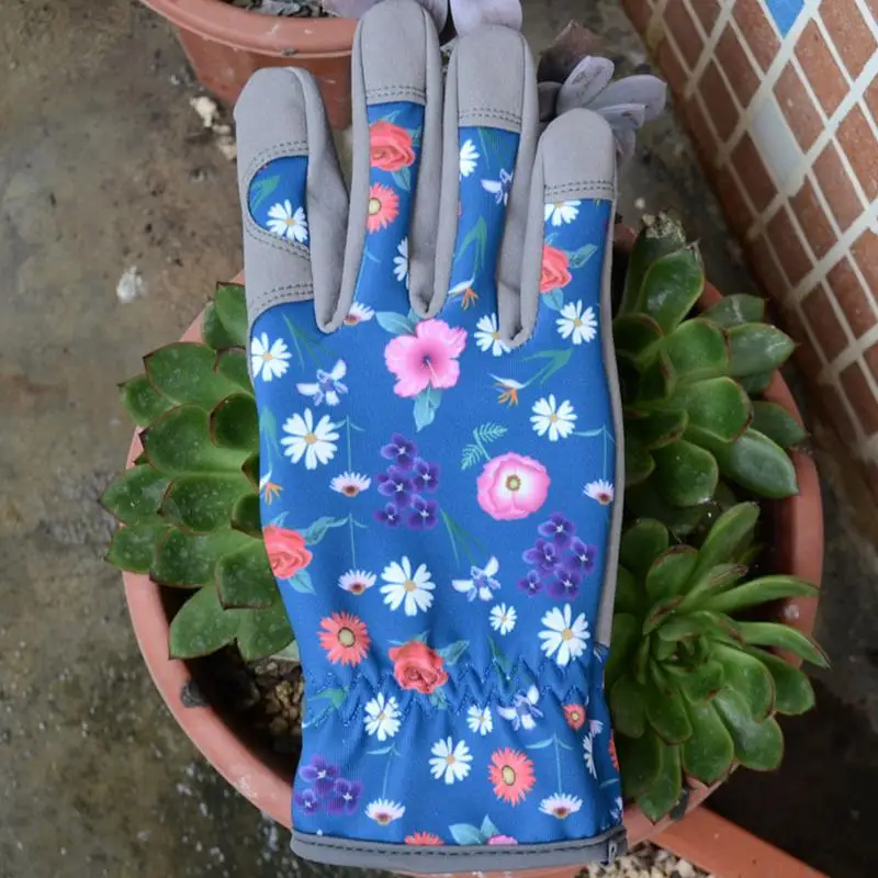 Gardening Gloves Garden Pruning Wear-Resistant Breathable Anti-Sting Outdoor Women's Gloves Printed Pattern Flexible Use