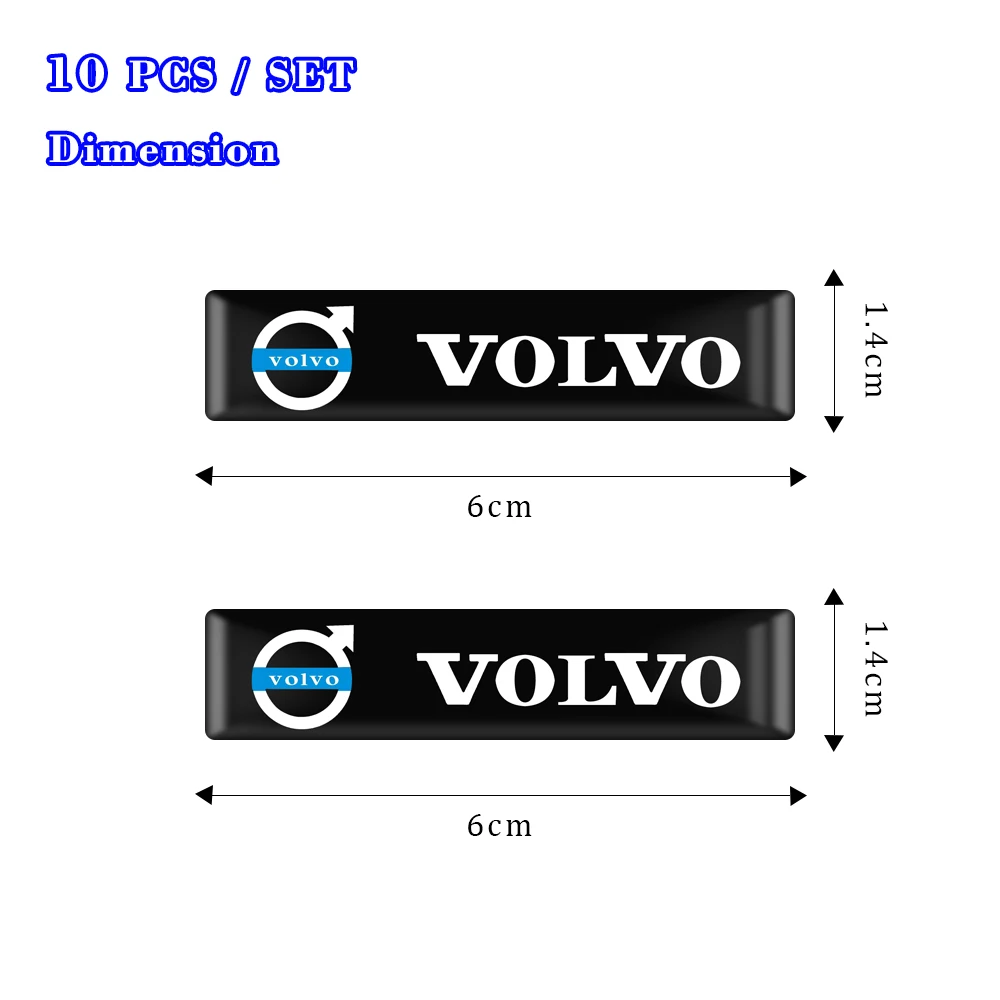 10/20Pcs Car Accessories 3D Epoxy Resin Emblem Car Interior Stickers For Volvo  XC90 XC60 C30 T6 S60 C70 XC40 V40 XC70 V70 V60