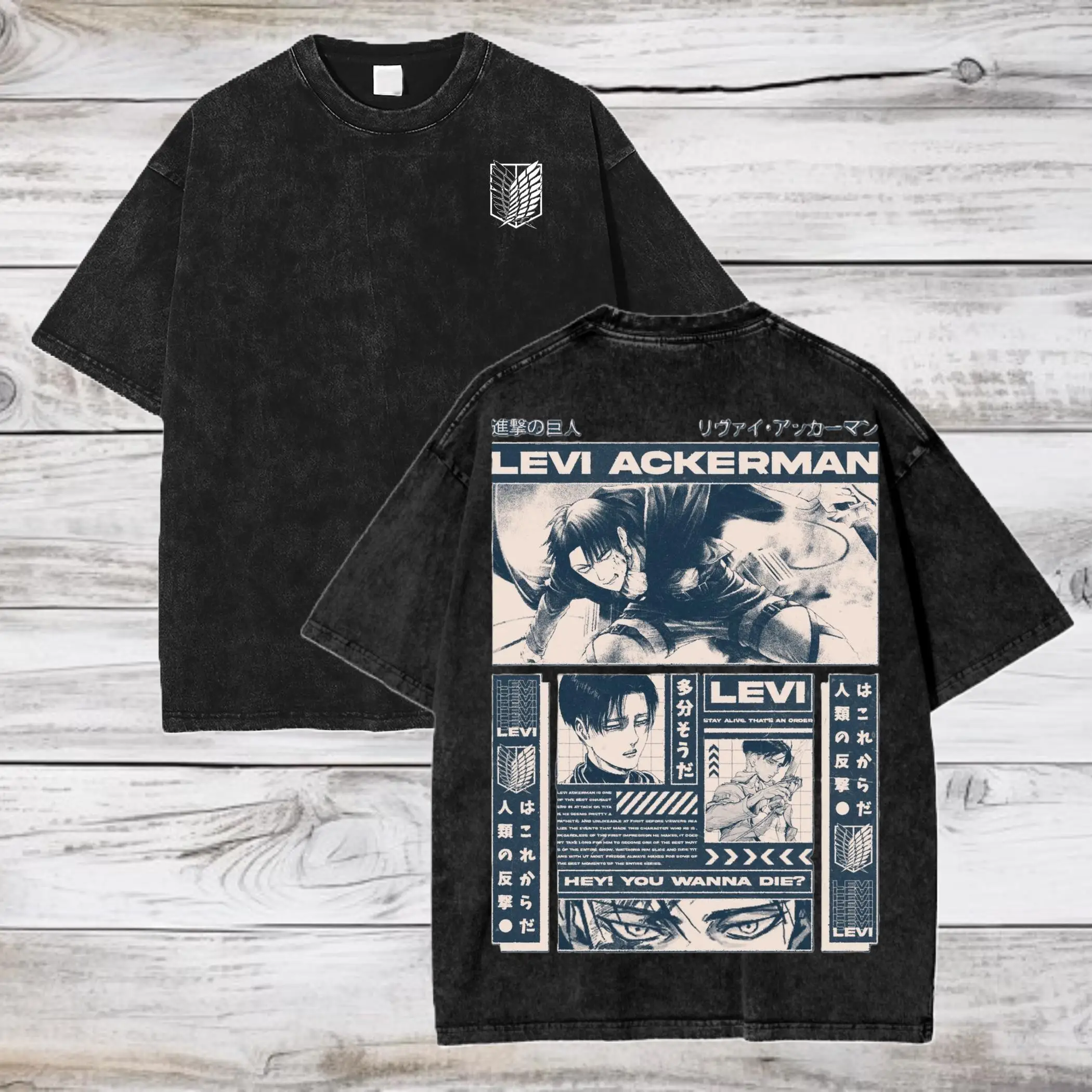 

Attack on Titan Season 3 Scout Regiment Distress T-Shirt Anime Washed Tshirt Graphic T Shirts Harajuku Tops Tees