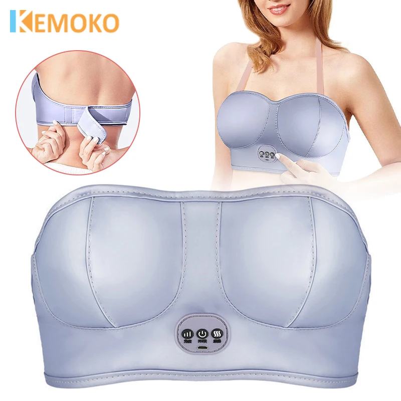 

Electric Breast Massage Bra Wireless Breast Enhancement Instrument Hot Compress Function for Breast Lift Enlarge USB Charging