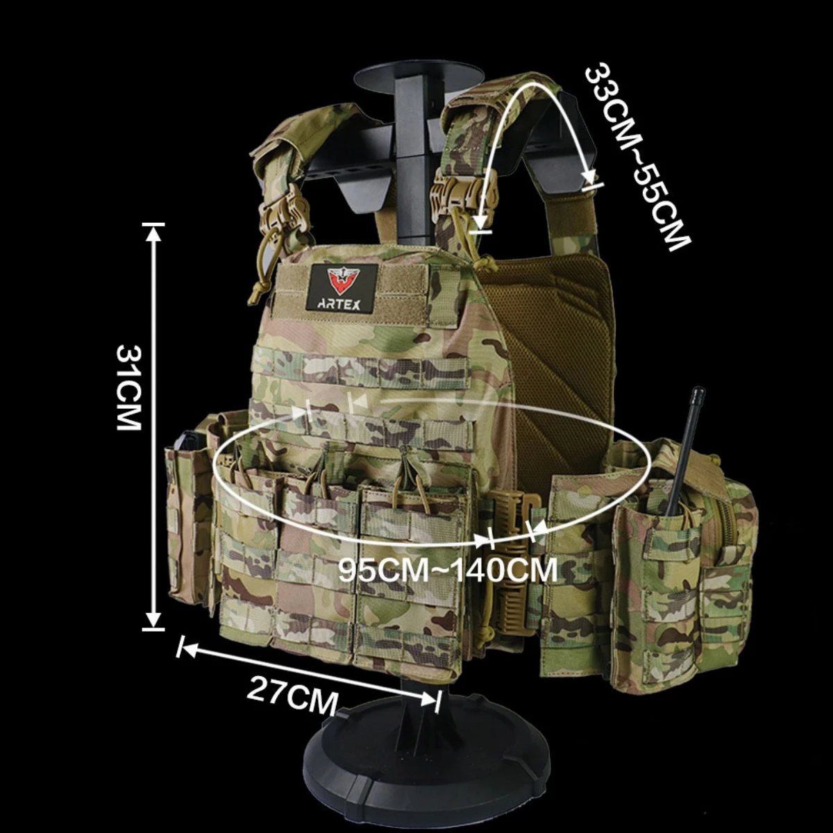 Military Modular Tactical Vest Full Set Tactical Vest Quick Detachable Plate Carrier Outdoor Hunting Training Tactical Equipment