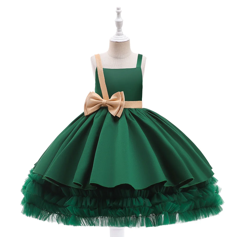 New 2023 Carnival Fashion Children Clothes Solid Formal Evening Party  Dress For Girl Tutu Princess Costume For Kids 3-10 Year