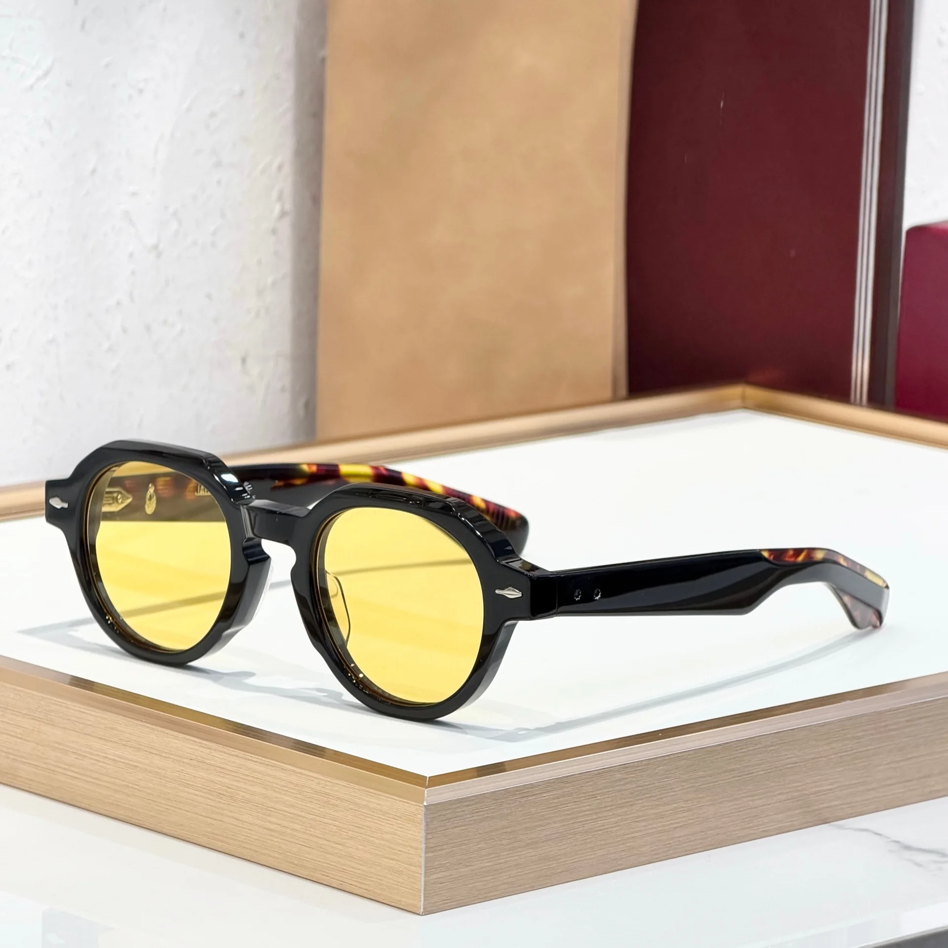 

Gafas de sol redondas unisex retro vacaciones fresco Japón hecho a mano UV400 con caja de regalo de lujo gafas diseñador