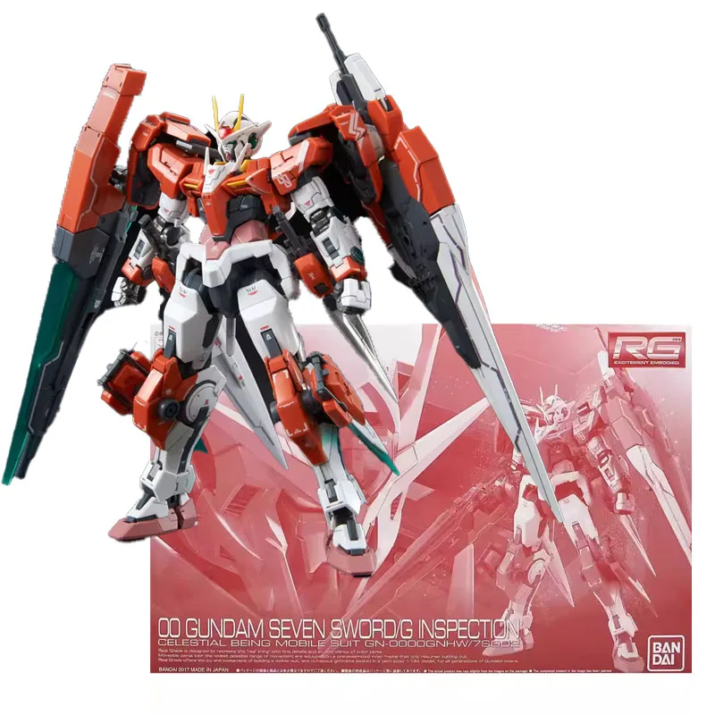 Original Genuine Bandai Anime 00 GUNDAM SEVEN SWORD/G INSPECTION RG 1/144 Assembly Model Toys Action Figure Gift Collectible Kid