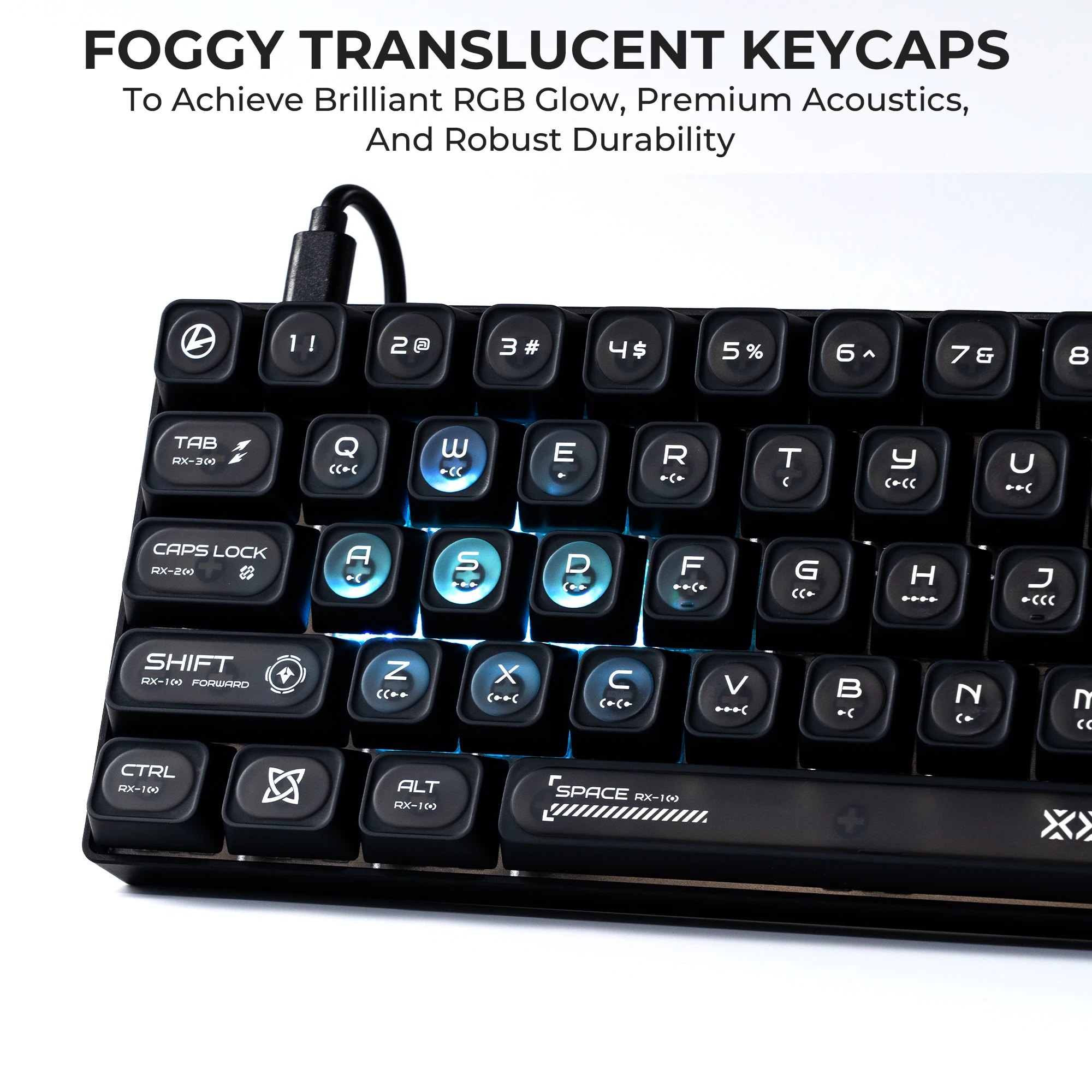 XVX Black See Through Keycaps Cats Eye MAX Profile Dye-Sub PBT Keycap Set 136-Key