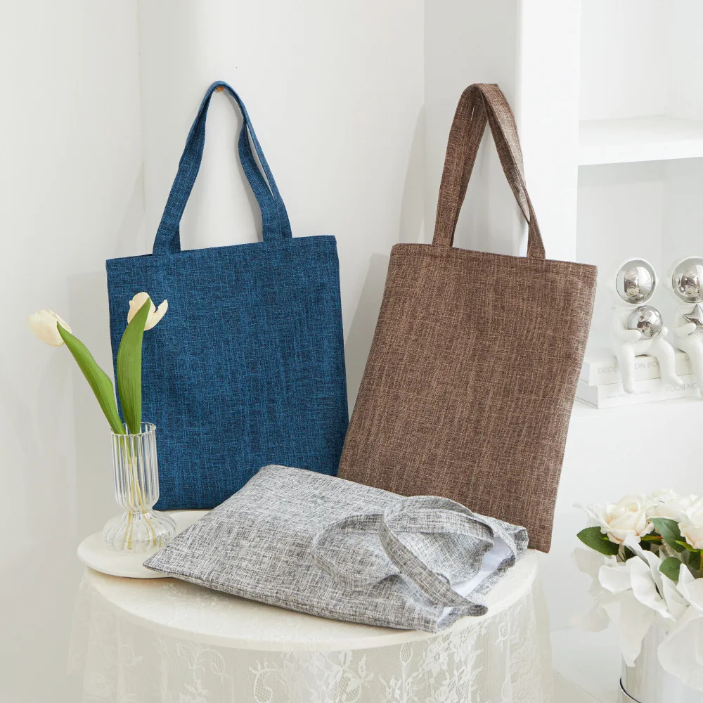 حقيبة سفر للتنقل، حقيبة كتف مطرزة مخصصة ذات سعة كبيرة، حقيبة قماش متعددة الاستخدامات أدبية وفنية بلون نقي