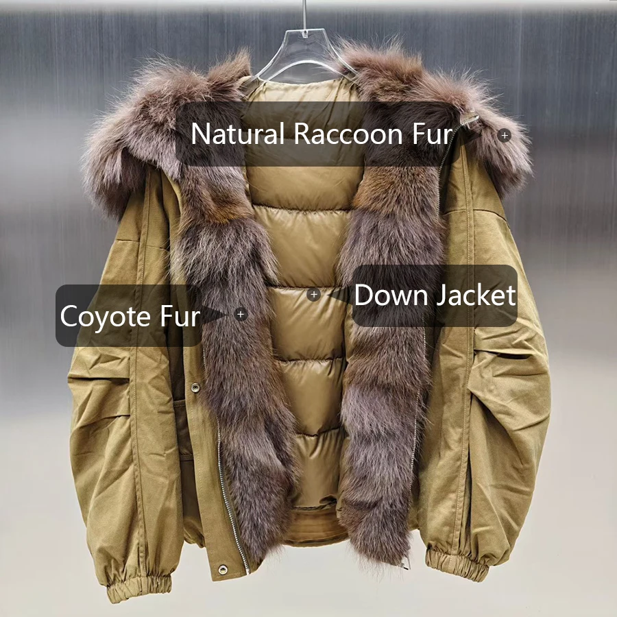 Chaqueta de plumón para mujer con cuello de piel de zorro, chaquetas de invierno cálidas de piel auténtica, abrigo corto de plumón de estilos más vendidos
