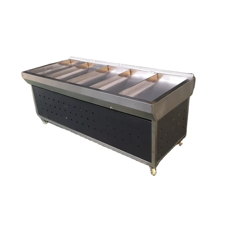 Supermarket Stainless Steel Air Cooler Table for Frozen Fish Seafood Display Electronic Temperature Control 5 Star Energy