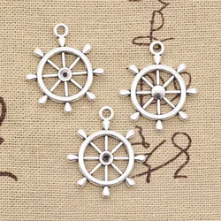 8pcs Charms Ship Wheel Helm Rudder 28x24mm Antique Silver Color Pendants Making DIY Handmade Tibetan Finding Jewelry