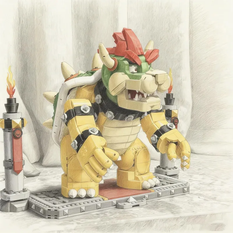 Blocchi di costruzione Castello Showdown Super Forte Bowser Boss 71411 Cool Tyrant Modello Building Blocks Giocattolo Compleanno Regalo di Natale