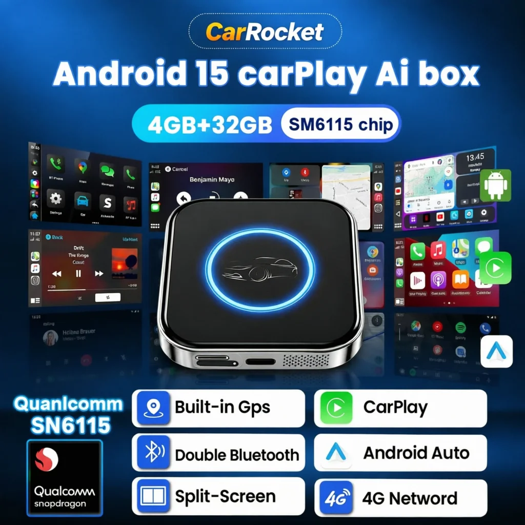 CarRocket AI Box Android15 CarPlay 動作確認済 2026 CarRocket Android 15 Wireless CarPlay Android Auto Ai Box