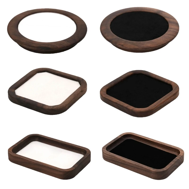 Jewelry Display Geometry Earrings Show Stand Shelf Walnut Rings Holder Tray Jewelry for Home Decoration