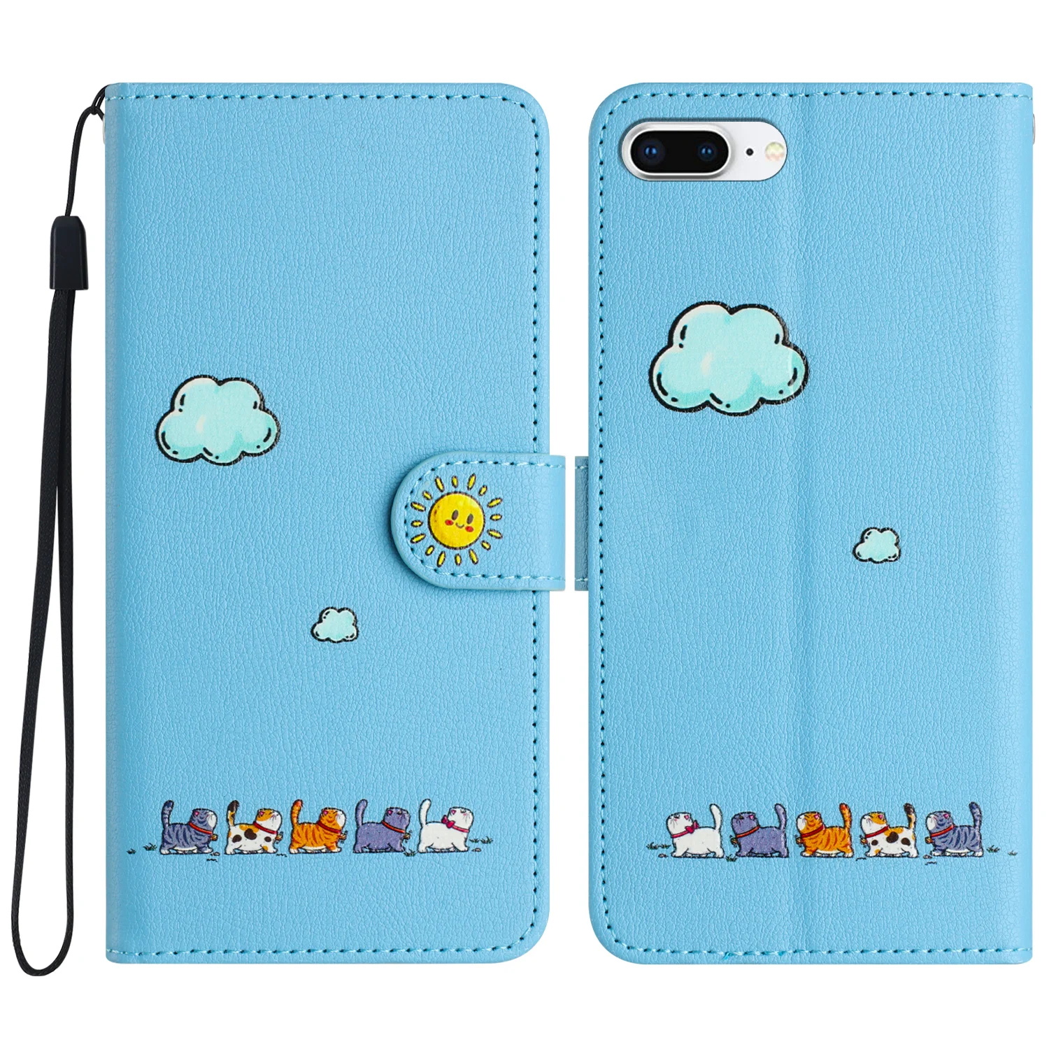 For Apple Iphone 6 Plus / 7 Plus  / 8 Plus Cover 5.5 inches Cartoon Cat Style Softshell Flip Leather Case