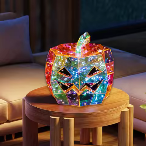 Prismatic Iridescent Spooky Ghost Prismatic Pumpkin Ghost LED Lights Halloween Lights Funny Colorful Glow Lights Halloween Decor