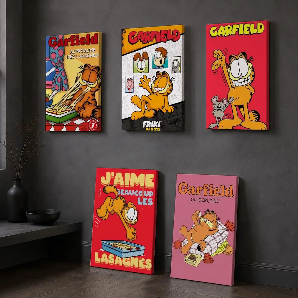 Cartoon G-Garfield Framed Wall Painting Wooden Framed Canvas Poster Wall Art HD Waterproof Print Home Decor