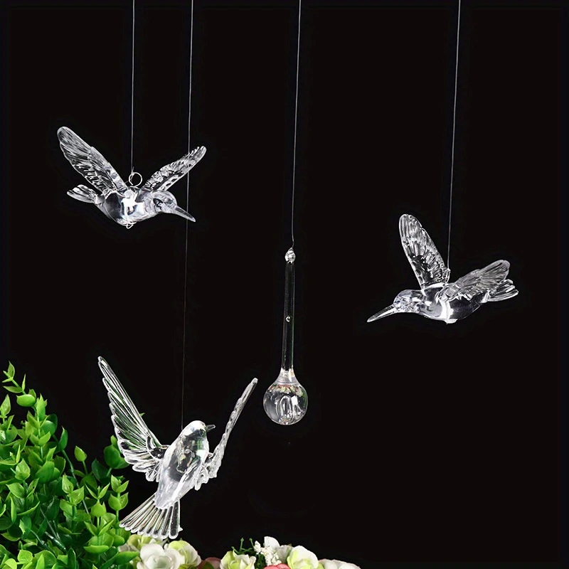 10Pcs Transparent Acrylic Hummingbird Hanging Ornaments Crystal Bird Pendants Wedding Party Living Room Home Ceiling Decorations