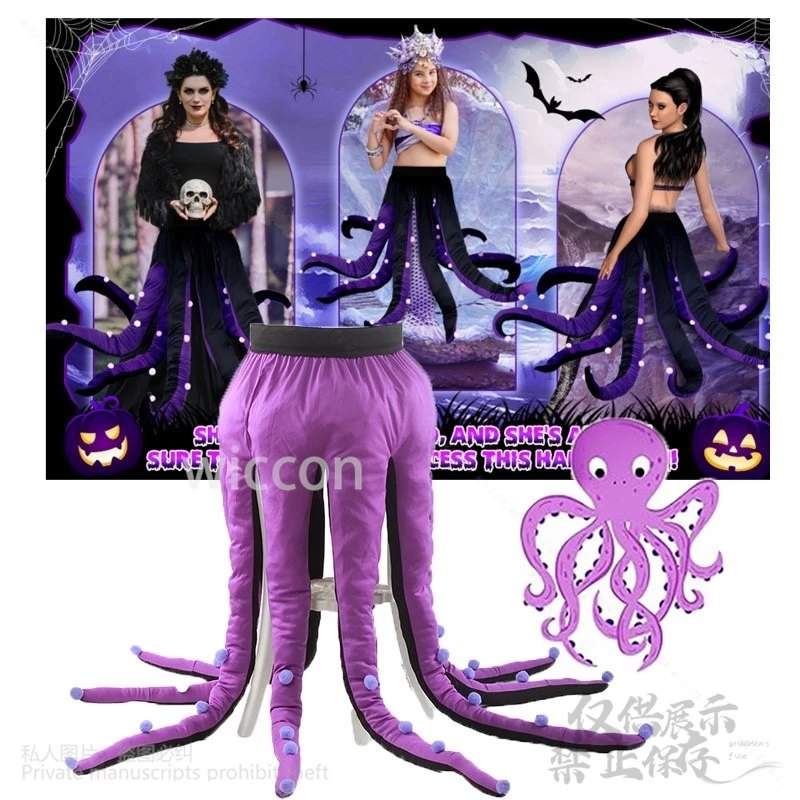 

2024 Women Octopus Halloween Costume Black Purple Long Tentacles Sexy Lolita 할로윈복장 Skirt Anime Halloween Kids Women Costume Cos