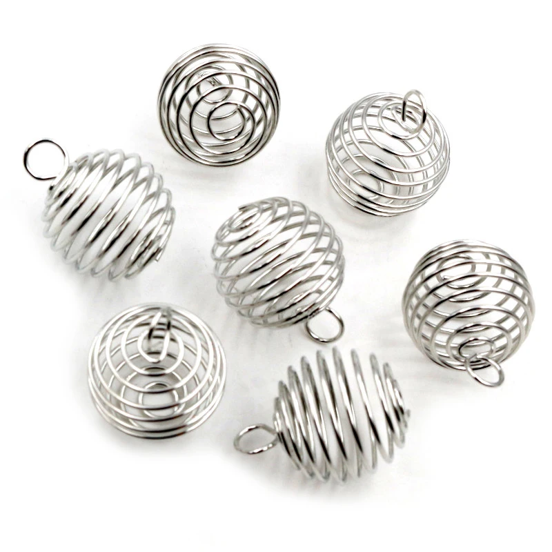 10-30Pcs/lot 9-25mm Metal Spiral Beads Cages Pendants Hollow Bead Caps For DIY Charms Jewelry Making Supplies Accessories
