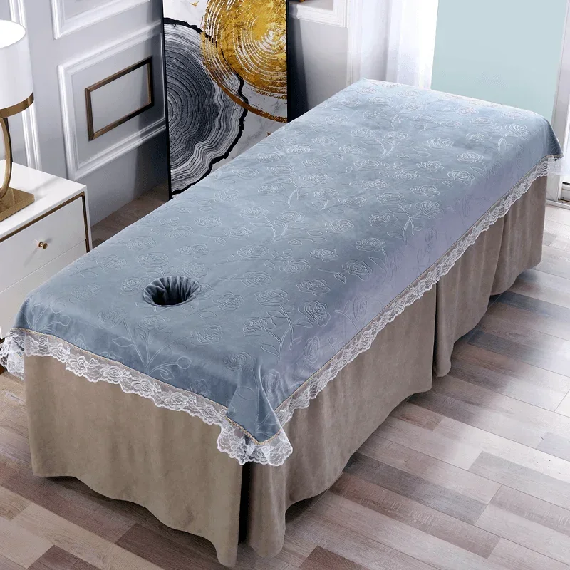 Crystal Velvet Beauty Bedsheet Salon Sheets Massage Treatment Soft Sheets Spa SPA Hospital Hotel Bed Table Cover Sheet with Hole