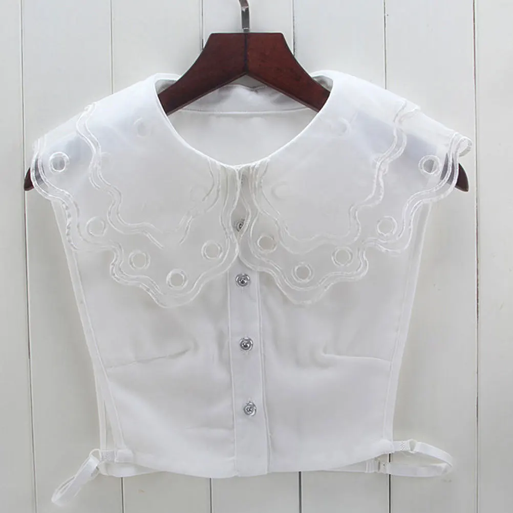 

Elegant White Lace False Collar Free Size Detachable Embroidered Neckline Clothes Accessory Suitable for Party Wedding
