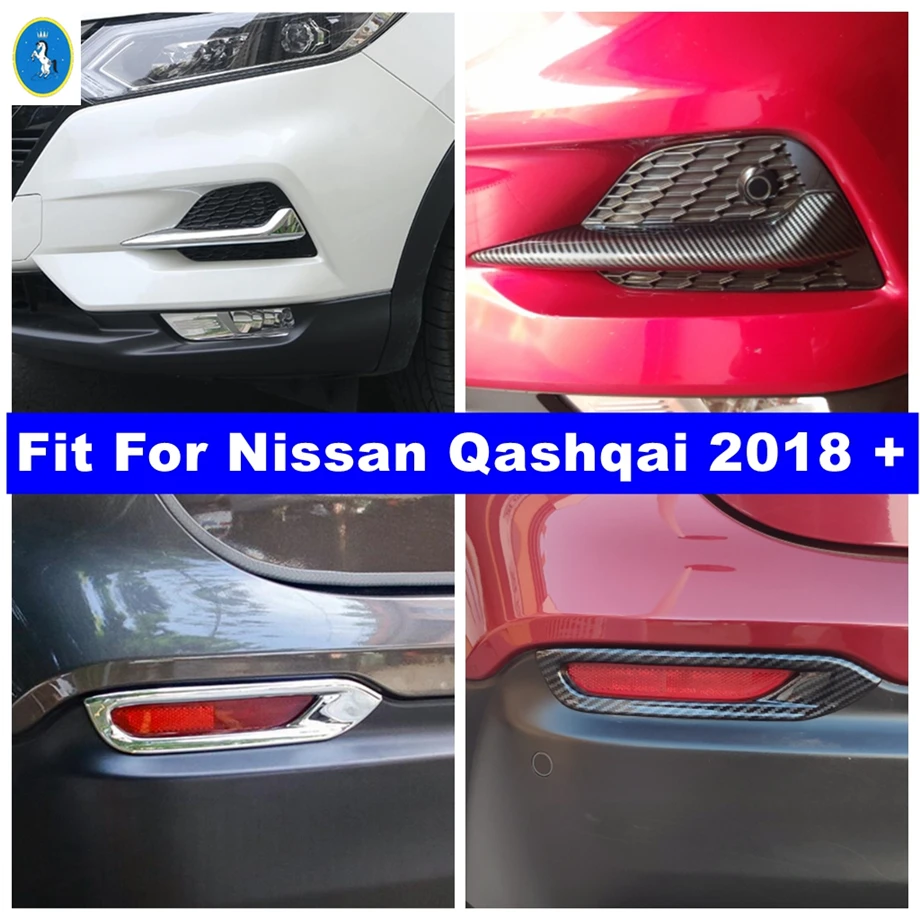 

Chrome / Carbon Fiber Look Front Rear / Fog Lamps Lights Eyebrow Decor Cover Trim For Nissan Qashqai J11 2018 - 2021 Accessories