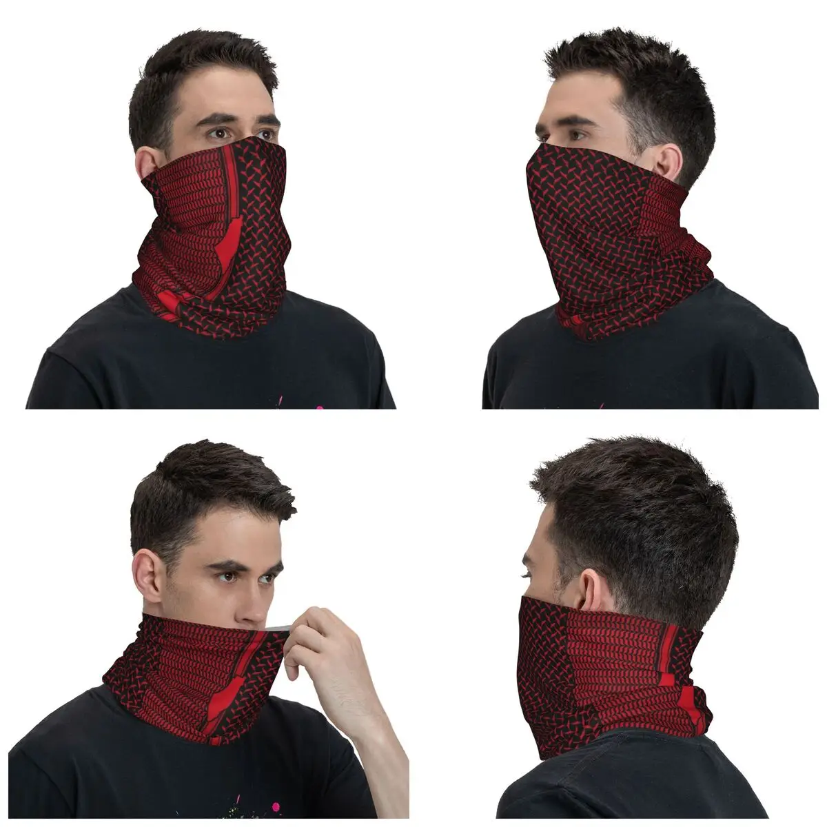 Kufiya Keffiyeh Bandana Neck Gaiter Printed red black Shemagh Balaclavas Mask Scarf Cycling Riding Men Women Adult All Season