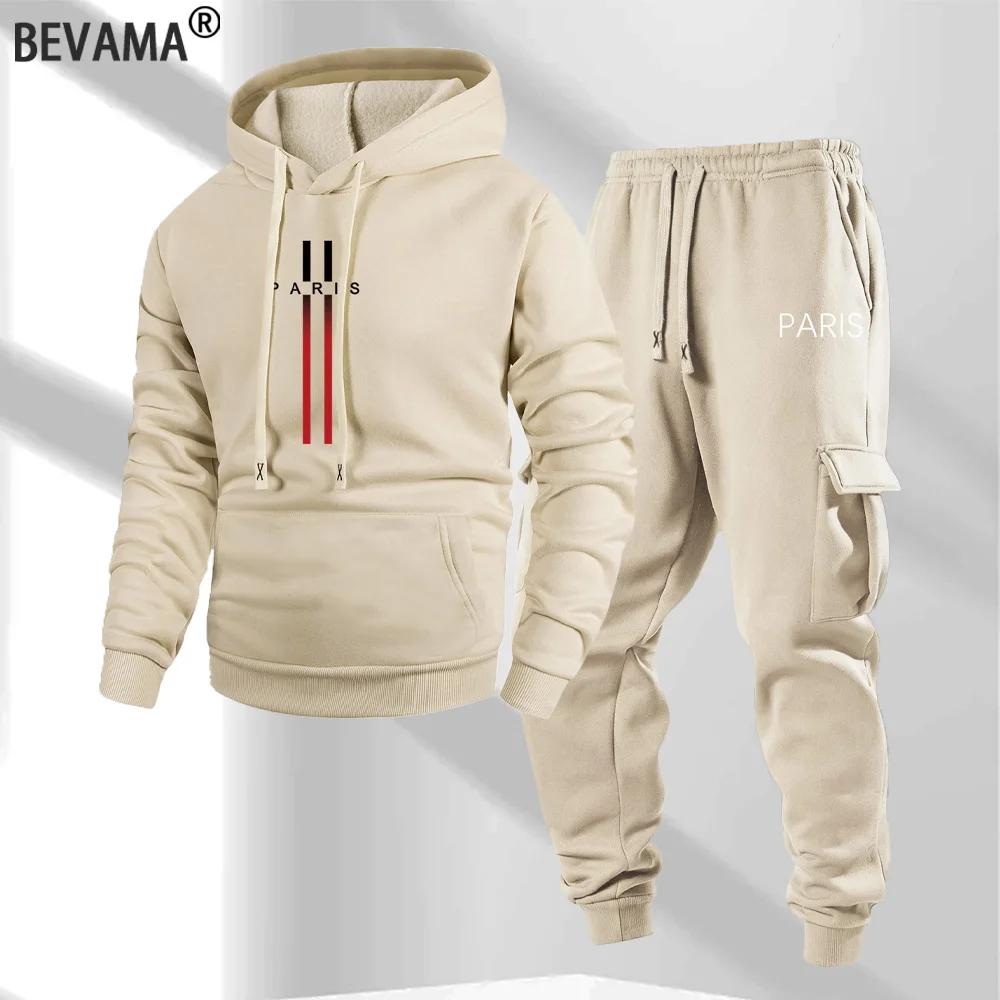 

2026 Printed Men's Tracksuit Hoodies Pants Spring Autumn Daily Casual 2-piece Sets Hooded Sweatshirt and Sweatpants Fashion Suit