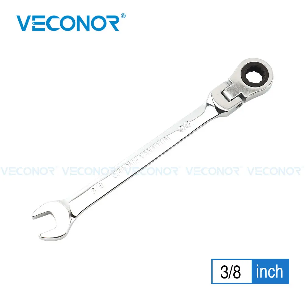 1pc 3/8 Inch Size Ratchet Wrench Spanner Flexible Head Mirror Polish Universal Hand Tool