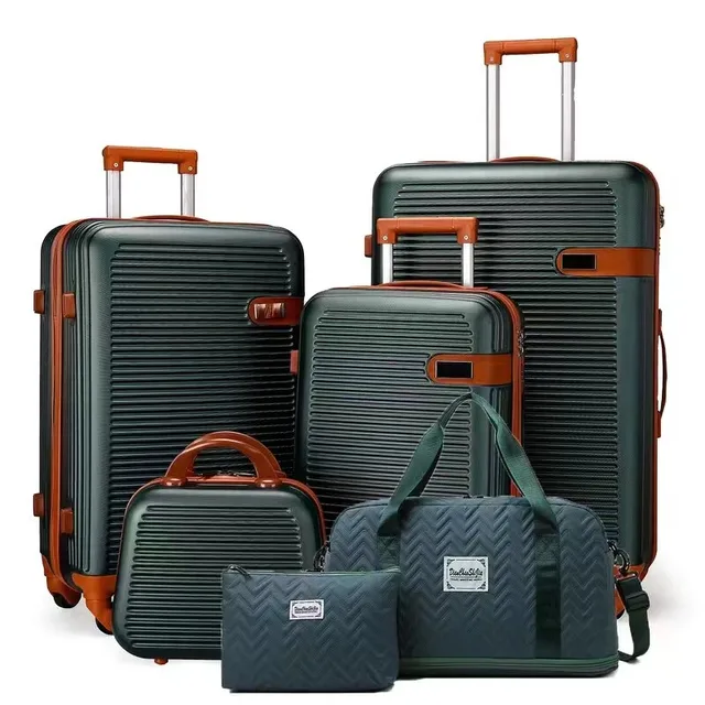 6-Piece Luggage Set: 20/24/28 Inch TSA-Approved Carry-On Suitcase +12Inch Vanity Case+Handbag+Clutch For Vacation Trip 4 6-Piece Luggage Set: 20/24/28 Inch TSA-Approved Carry-On Suitcase +12Inch Vanity Case+Handbag+Clutch For Vacation Trip – view 4