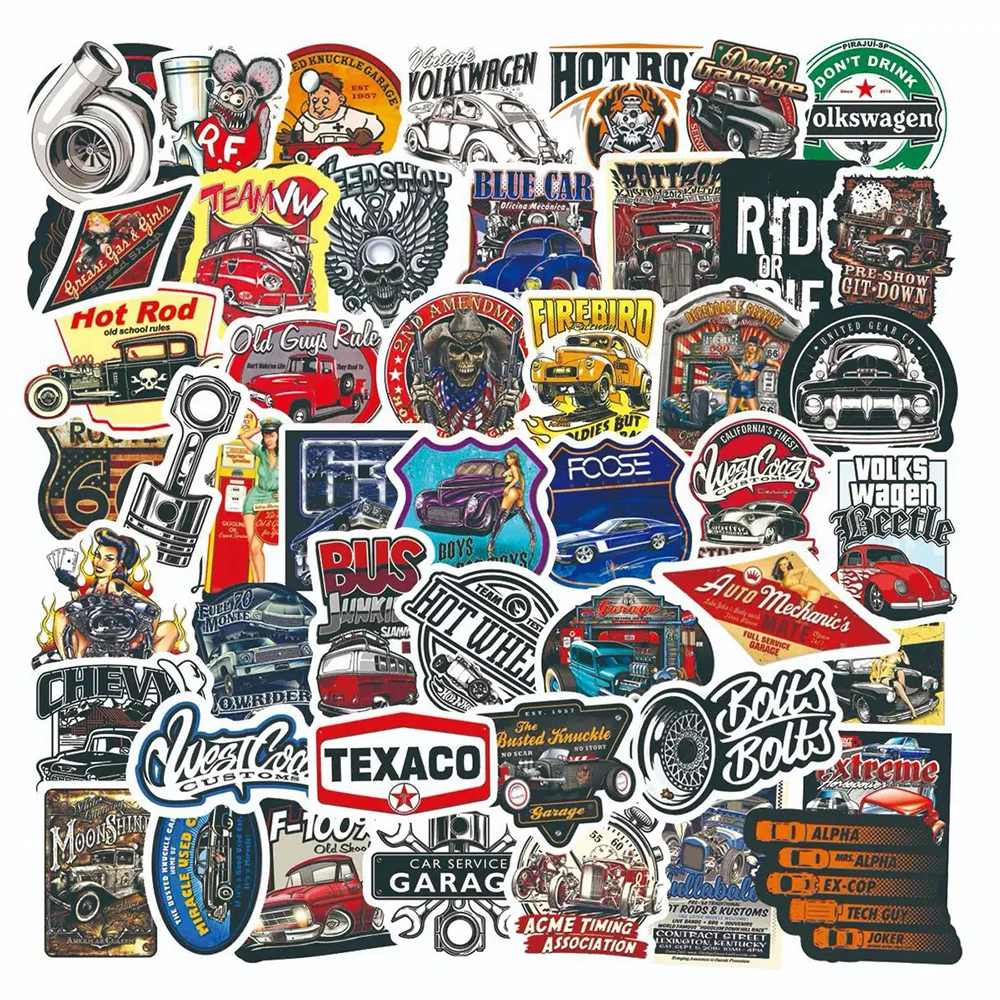 10/30/50/100PCS Hot Rod Retro Vintage Car Sticker DIY Diary Laptop Luggage Skateboard Graffiti Decals Fun for Kid