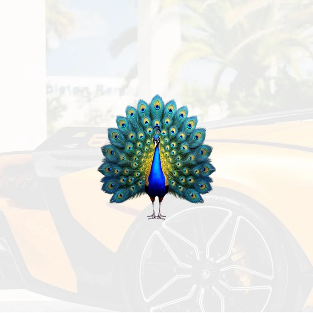 

Vibrant Peacock Feather Stickers Blue & Golden DIY Decals with Intricate Design Car Laptop Water Bottle Notebook Decorations