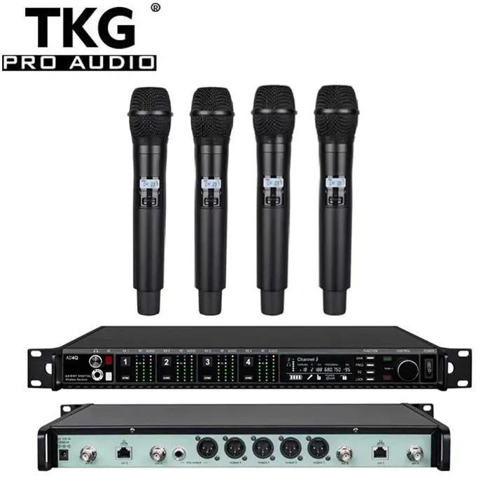 TKG AD4Q 512-937 ميجا هرتز uhf أداء لاسلكي مرحلة الصوت سماعة الصوت lavalier اللاسلكي 4 قناة نظام ميكروفون لاسلكي