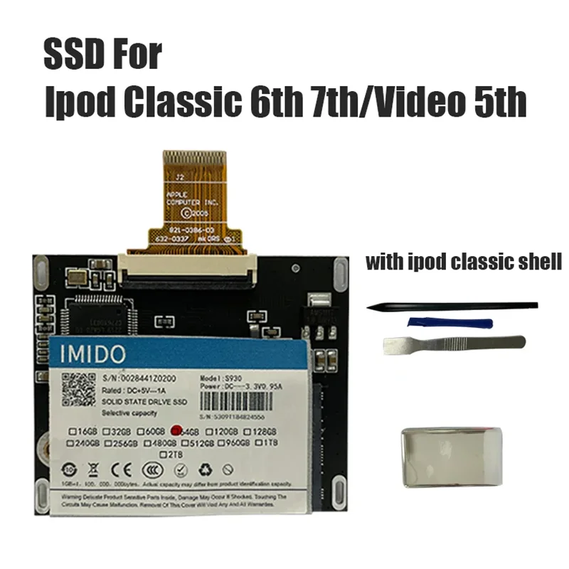 Ipod Classic Upgrade Back Cover Kit SSD 128gb Included Parts 5th 6th 7th Gen Installer Tools Kit  Great For Ipod Video/Classic