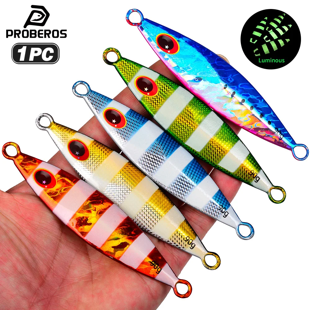 Proberos 1Pc 30G 40G 60G 8G 9G Slow Jigging Lure Saltwater Fishing Lure Glow Me…