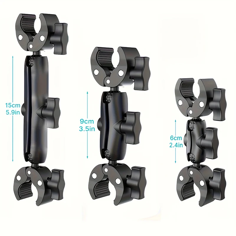 Double Clamp Camera Mount Clip Crab Support for Go Pro Handlebar Pole Bracket for Gopro Hero Insta360 DJI Action Accessories